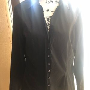 NY & CO SIZE L RHINESTONE BUTTON UP BLOUSE